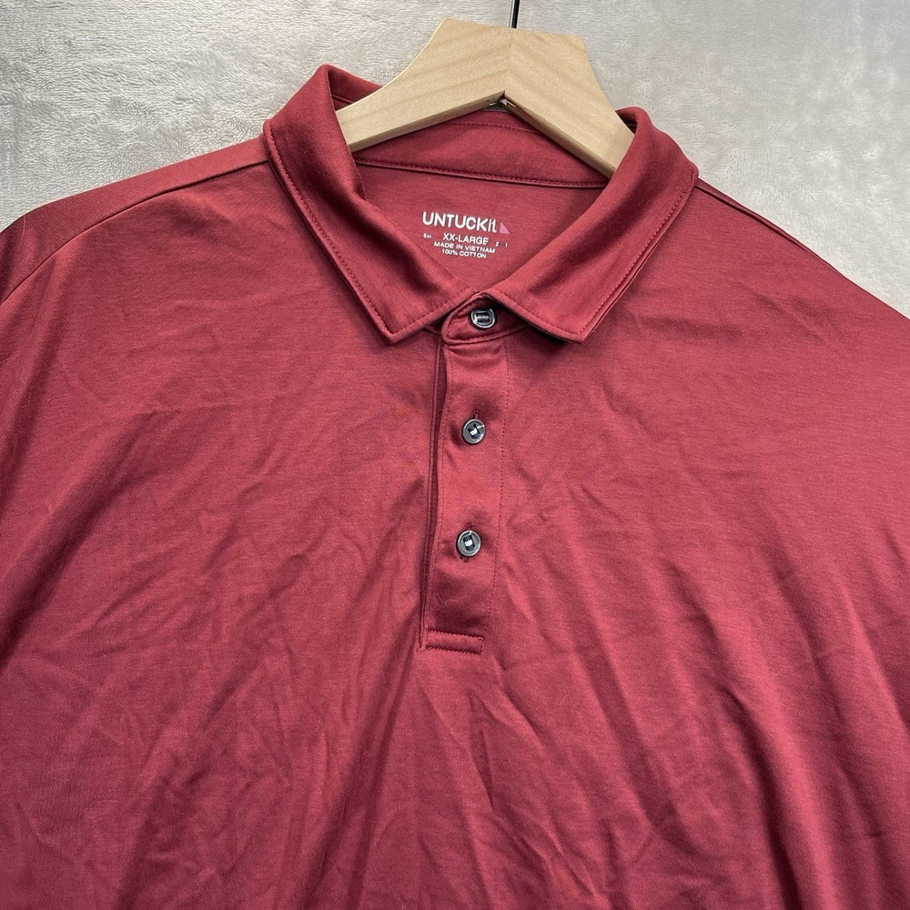 UNTUCKit Polo Shirt Men's Size XXL Burgundy Red Damaschino Long Sleeve